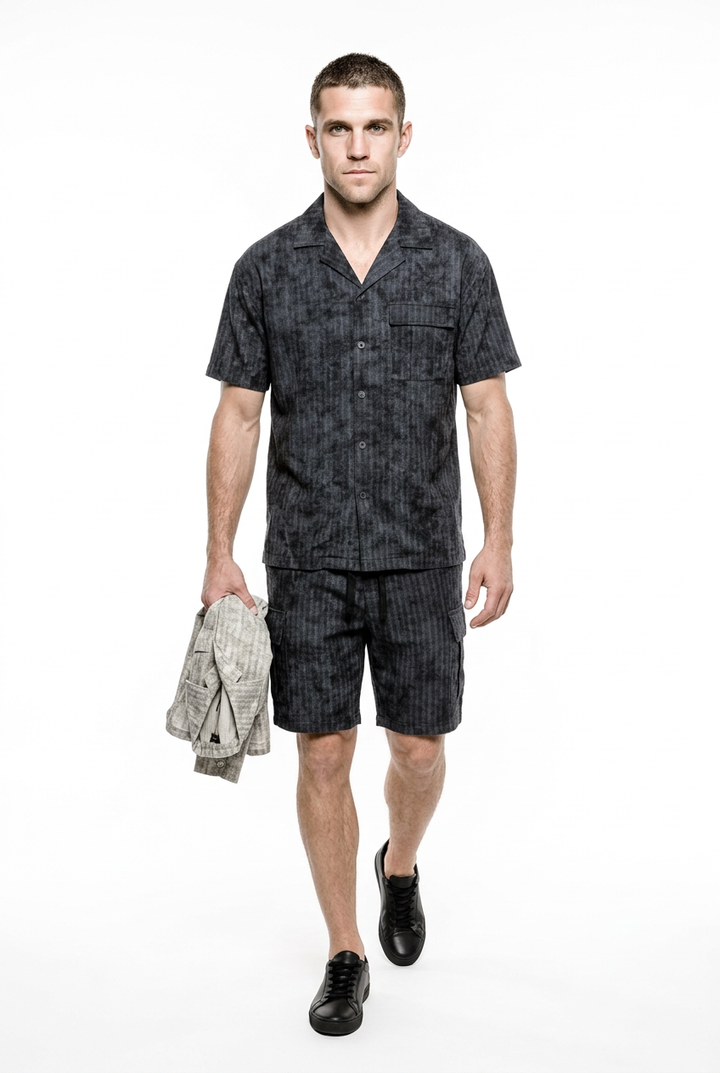 חליפת קיץ כפתורים פסים - canavaro jeans