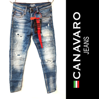 ג'ינס סופר סקיני קרעים - canavaro jeans