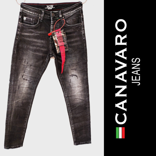 ג'ינס סופר סקיני שחור קרעים - canavaro jeans